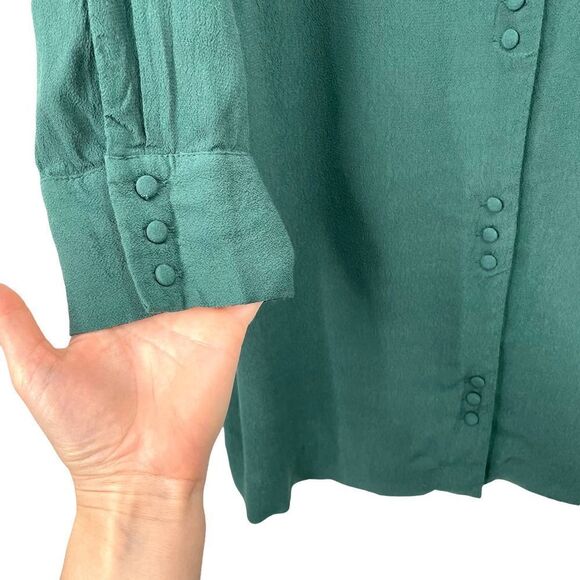 MADEWELL Long Sleeve Button Front Novel Dress‎ Sz L emerald green - Picture 5 of 7